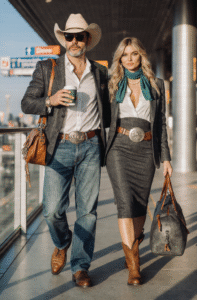 Modern Day Cowboy Jetsetter Couple Create A Full Body Cinematic Portrait Using The Provided Selfie A 4bf04cce Ed69 4409 Bf94 7b6b03275081 197x300